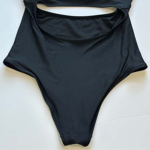 Areie Black Ruched Cut Out One Piece Swimsuit - Picture 8 of 10